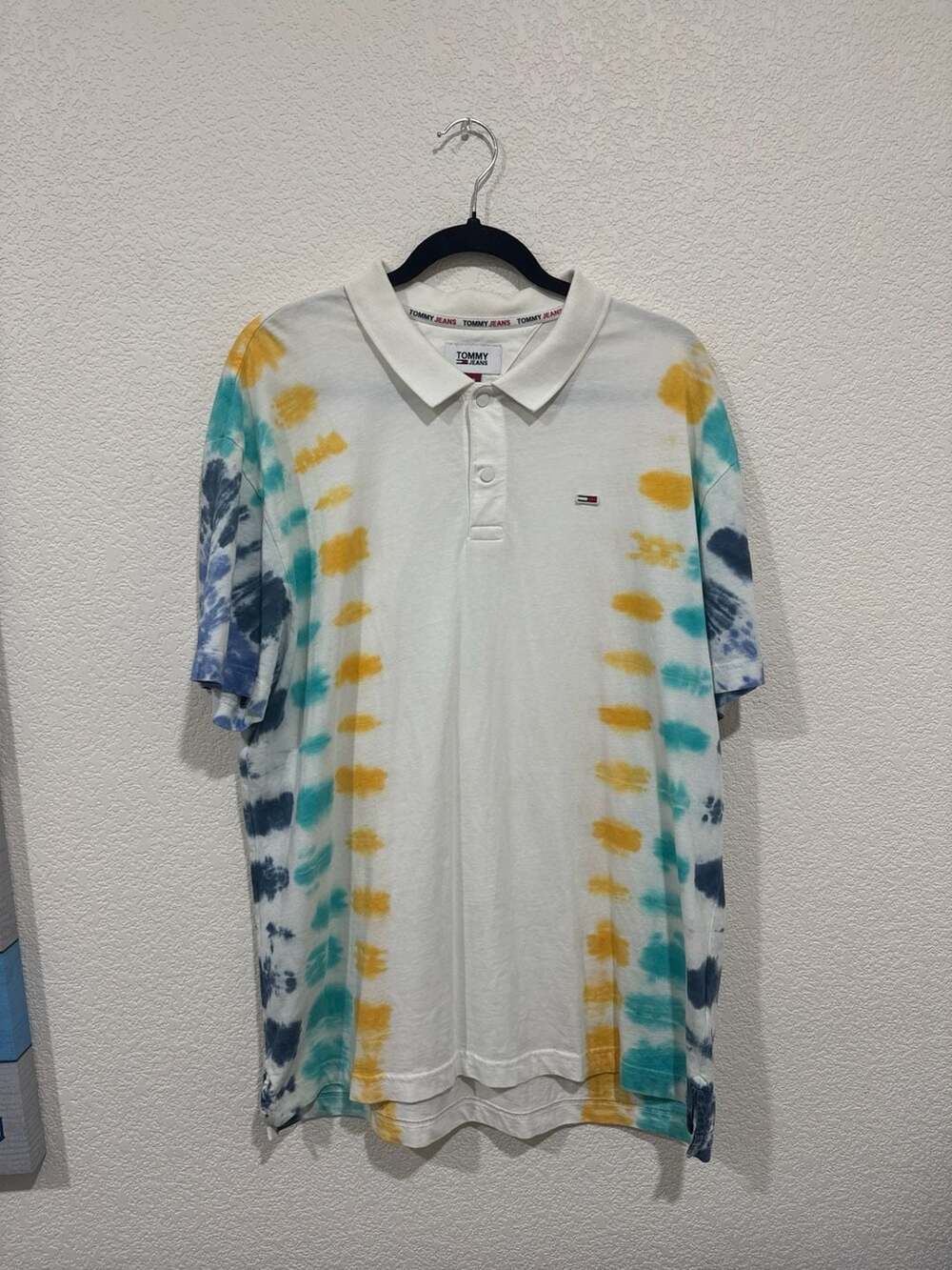 Tommy Hilfiger Tie Dye Polo Shirt Men's Large Golf Preppy Summer
